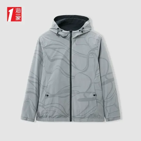 海一家时尚花纹两面穿外套2024春季新款青春休闲连帽男士夹克商品大图