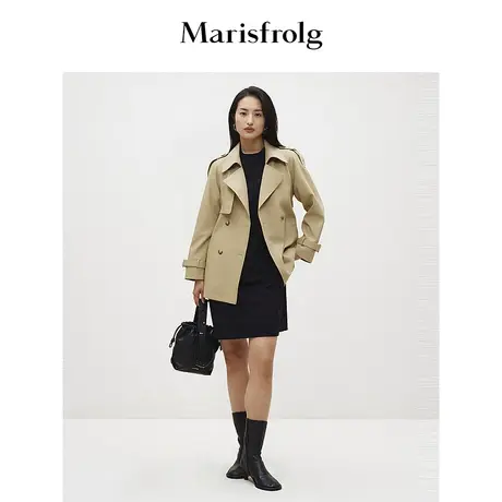 【筑感美学】Marisfrolg玛丝菲尔春季卡其色短款小个子风衣外套女图片