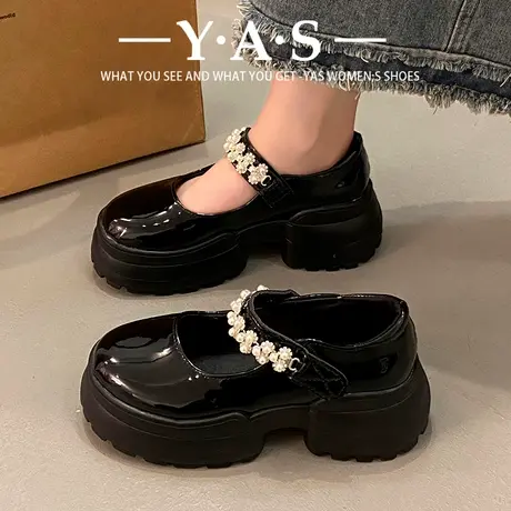 甜酷玛丽珍小皮鞋设计感女小众法式Lolita鞋厚底2024春秋白色单鞋商品大图