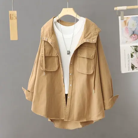 风衣外套女2024春季新款休闲高级感日系工装简约小个子中长款大衣图片