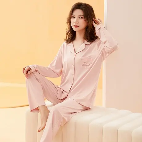 蝶安芬睡衣女秋冬季棉质长袖休闲家居加厚衬衫领2024年新款套装图片