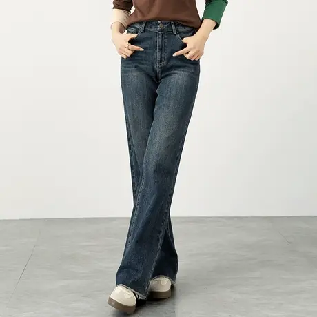 毛边窄版直筒牛仔裤女2024新款郑州女裤显瘦裤子烟筒裤高腰阔腿裤商品大图