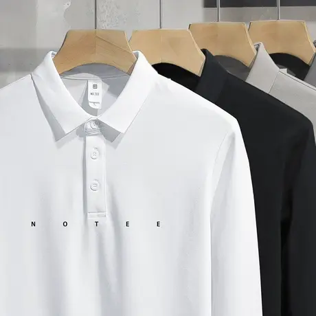 珠地棉翻领t恤男长袖白色polo衫商务潮流保罗带领打底衫有领秋衣商品大图