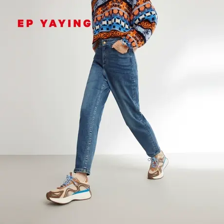 EP雅莹女装 石墨烯抑菌发热棉牛仔裤老爹裤 2023秋冬新款J613A图片