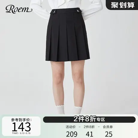 Roem商场同款百褶短裙秋冬新款韩版气质淑女甜美减龄半身裙女图片