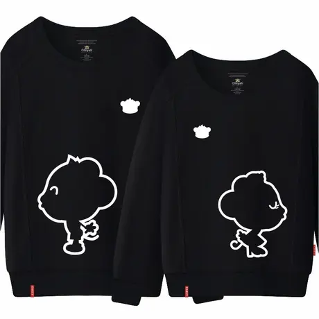 Ohlyah品牌情侣装春秋新款韩版亲亲猴子印花圆领卫衣长袖结婚拍照商品大图