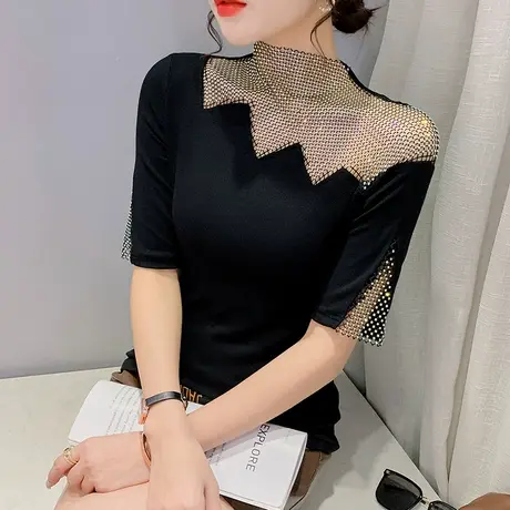 设计感小众镂空短袖T恤女2023夏季新款网红性感小衫紧身洋气上衣商品大图