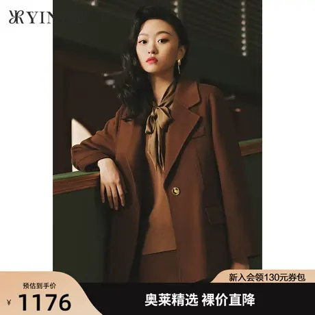 【1996系列】音儿商场同款女装2021冬新款一粒扣西装领短外套图片