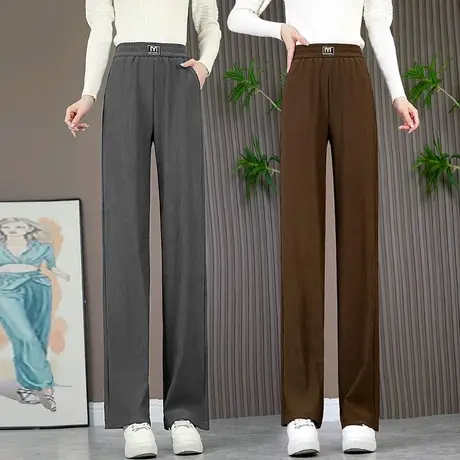 加绒阔腿裤女2023秋冬新款垂感百搭休闲裤时尚韩版高腰显瘦直筒裤图片