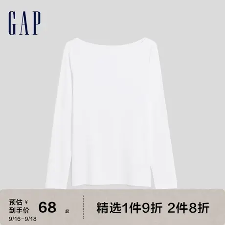 Gap女装秋季新款莫代尔一字领透气正肩T恤540610运动休闲上衣图片