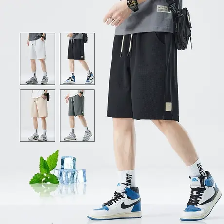 透气宽松运动休闲短裤衩男士夏季薄款冰丝夏天百搭五分中裤子潮牌商品大图