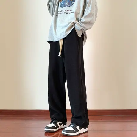 黑色直筒休闲西裤男春秋新款潮牌垂感宽松阔腿基础款百搭运动裤子商品大图