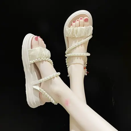 厚底拖鞋女夏外穿2023年新款两穿凉鞋时尚仙女平底温柔流行凉拖鞋图片