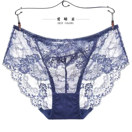 爱晴柔性感内裤女蕾丝透明薄款无痕女中腰三角夏季薄款新款商品大图