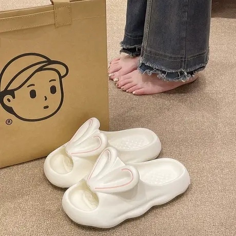 厚底拖鞋女夏季外穿卡通可爱兔耳朵一字拖室内浴室洗澡防滑凉拖鞋商品大图