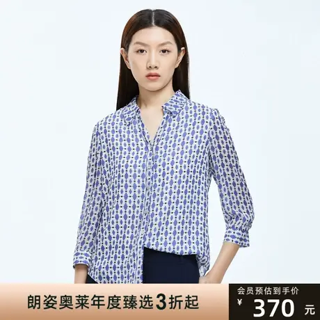 朗姿夏季抽象印花通勤风女式衬衫新款衬衫图片
