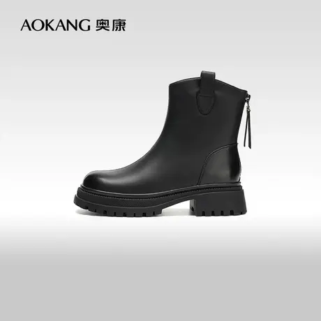 【门店发货】奥康女鞋 冬季新款时尚百搭女士烟筒靴切尔西靴图片