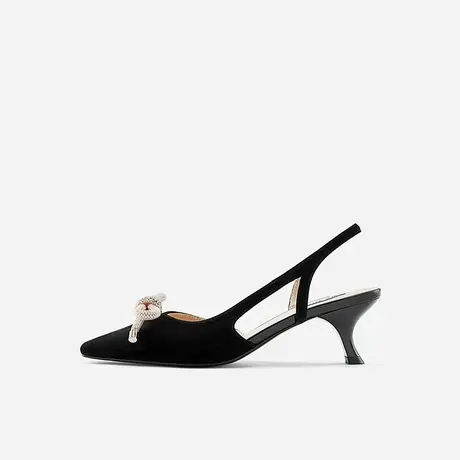 Nine West/玖熙2023年夏季新款包头凉鞋女小方头蝴蝶结高跟女鞋图片