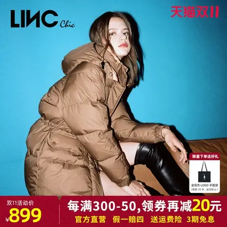 LINC金羽杰2023新款复古收腰反季专柜断码女款短款面包服羽绒服女商品大图