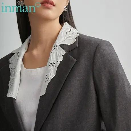 茵曼西装外套女士短款2023年春季新款潮经典宽松小西服小个子百搭图片