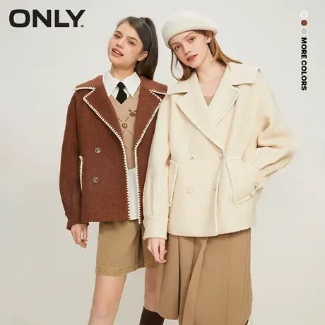 【直播专享】ONLY2023早春新款含羊毛短款毛呢外套女|123136005商品大图