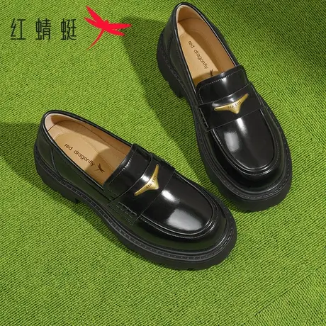 红蜻蜓女鞋2025春季厚底增高JK小皮鞋时尚休闲鞋百搭配裙子乐福鞋图片