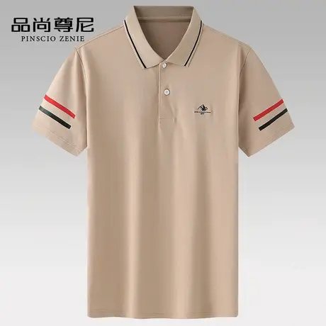 男士短袖t恤纯棉舒适透气柔软翻领休闲美式polo衫中老年爸爸夏装图片