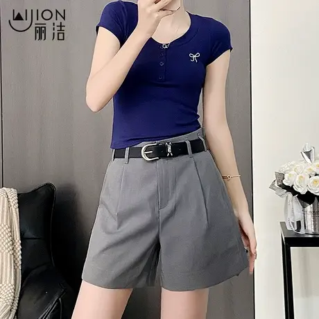 a字显瘦休闲阔腿短裤女夏外穿2025新款灰色黑色小个子西装短裤子图片