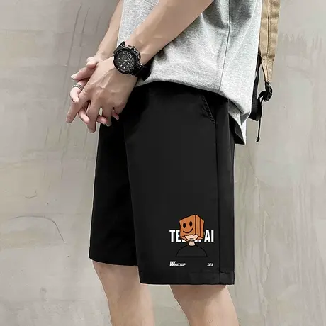 短裤男夏季2025新款宽松冰丝透气休闲裤子港风运动薄款速干五分裤商品大图