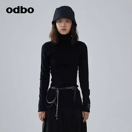 【商场同款】odbo/欧迪比欧秋冬新款黑色针织衫女打底毛衣商品大图
