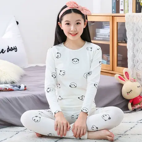 少女大童学生保暖内衣秋衣秋裤女纯棉套装小孩高中初中棉毛衫线衣图片