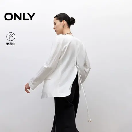 ONLY2025夏季新款淡人穿搭简约正肩宽松显瘦长袖白色西服外套女图片
