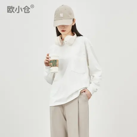 【直播间专享】男女同版 重磅织筋骨感 双纱棉感圆领长袖T恤商品大图