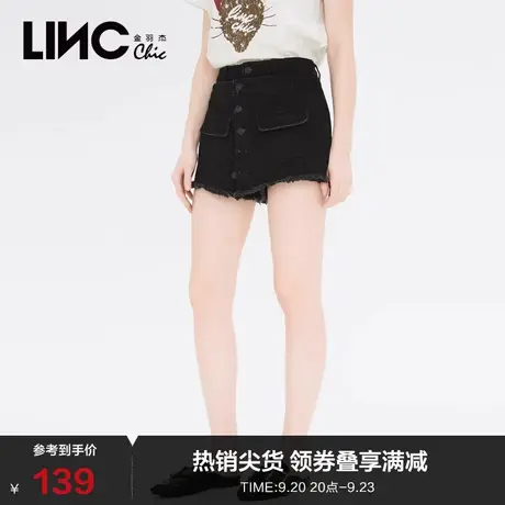 LINC金羽杰夏装假两件裙裤女士棉质牛仔短裤女922123商品大图