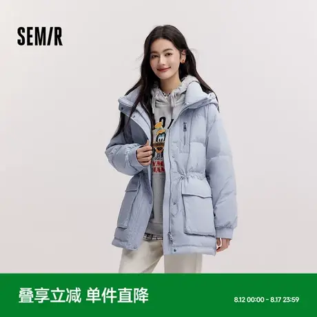 [商场同款]森马羽绒服女中长款宽松连帽简约2024新款冬季收腰外套图片