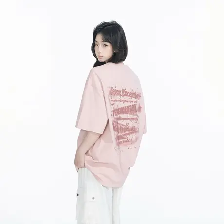 YEP2025春夏新款美式街头复古印花T恤女潮牌oversize宽松半袖上衣商品大图
