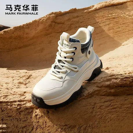 马克华菲马丁靴男款2025新款白色痞帅短靴休闲增高工装靴男士靴子商品大图