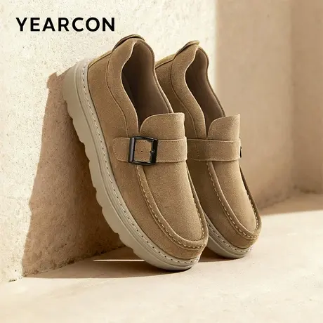 意尔康男鞋2026春季低帮户外休闲皮鞋男士英伦风单鞋袋鼠鞋工装鞋商品大图