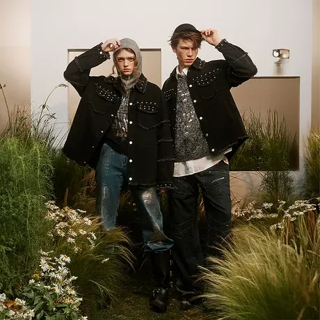 设计感铆钉外套女春秋2023年新款复古潮牌情侣装夹克宽松小众上衣商品大图