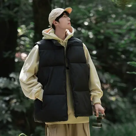 棉马甲男士冬季韩版2023新款立领加大坎肩羽绒棉服时尚外套上衣服商品大图