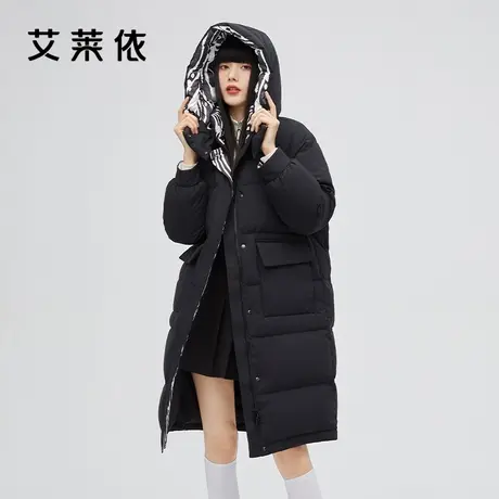 艾莱依新长款羽绒服女款时尚高级爆款设计感小众冬季时尚拼接外套图片