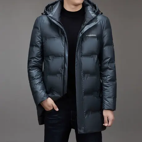 冬季保暖加厚免洗羽绒服上衣中青年鸭绒中长款羽绒外套耐脏易打理图片