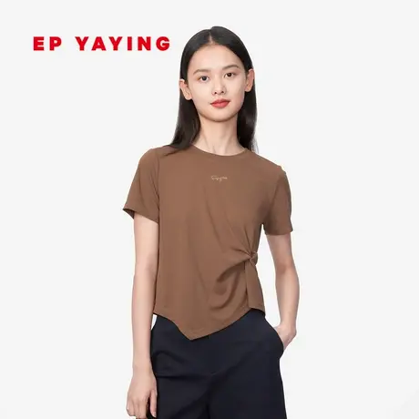 EP雅莹女装 设计感不对称短袖T恤短款小上衣 商场同款5349B商品大图