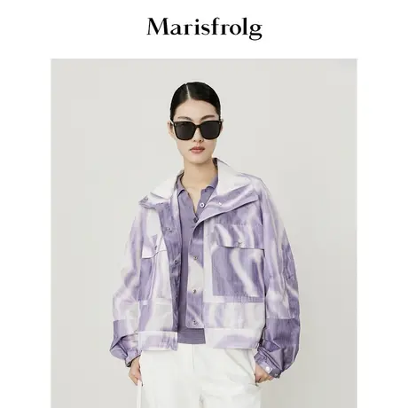 【商场同款】玛丝菲尔秋季新款工装风时尚短款花稿风衣外套商品大图