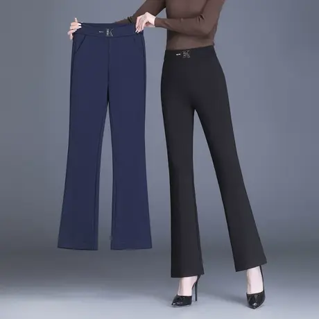 喇叭裤女春秋高腰中年女裤垂感显瘦微喇裤大码妈妈裤长裤秋季裤子商品大图