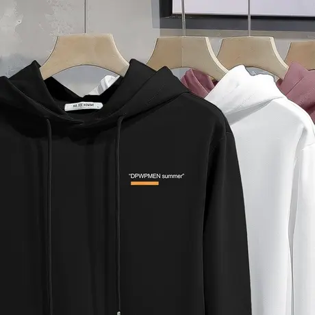 连帽卫衣男秋冬2024新款潮流印花长袖带帽衫加绒黑色外套宽松百搭商品大图