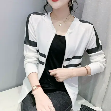 小香风外套女春秋冬设计感拼色个性拉链开衫长袖休闲显瘦气质上衣图片
