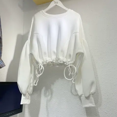 ins超火短款卫衣女早春秋薄款宽松韩版学生百搭上衣收腰纯色外套商品大图