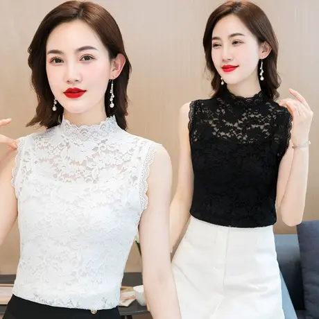 蕾丝打底衫女高领高领秋冬毛衣内搭叠穿内搭长袖半高领网纱上衣图片
