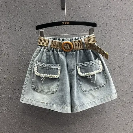 欧货2023夏季新款个性口袋设计感牛仔短裤女高腰宽松休闲阔腿热裤商品大图